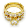 Oro Laminado Multi Stone Ring, Gold Filled Style with White Cubic Zirconia, Polished, Golden Finish, 01.99.0056.09 (Size 9)