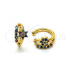 Oro Laminado Earcuff Earring, Gold Filled Style Flower Design, with Multicolor Micro Pave, Polished, Golden Finish, 02.210.0693.1