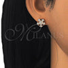 Sterling Silver Stud Earring, with White and White Cubic Zirconia, Polished, Rose Gold Finish, 02.336.0109.1
