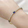 Oro Laminado Tennis Bracelet, Gold Filled Style Teardrop Design, with Sapphire Blue and White Cubic Zirconia, Polished, Golden Finish, 03.284.0026.3.07