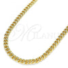 Oro Laminado Basic Necklace, Gold Filled Style Miami Cuban Design, Diamond Cutting Finish, Golden Finish, 04.63.1358.24