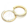 Oro Laminado Huggie Hoop, Gold Filled Style with White Cubic Zirconia, Polished, Golden Finish, 02.195.0112.15