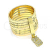Oro Laminado Elegant Ring, Gold Filled Style Semanario and Owl Design, Diamond Cutting Finish, Golden Finish, 01.253.0034.1.07 (Size 7)