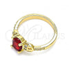 Oro Laminado Multi Stone Ring, Gold Filled Style with Garnet and White Cubic Zirconia, Polished, Golden Finish, 01.284.0051.06