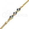 Oro Laminado Fancy Bracelet, Gold Filled Style with Sapphire Blue and White Cubic Zirconia, Polished, Golden Finish, 03.63.2003.2.08