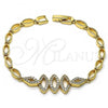 Oro Laminado Fancy Bracelet, Gold Filled Style with White Micro Pave, Polished, Golden Finish, 03.283.0096.07