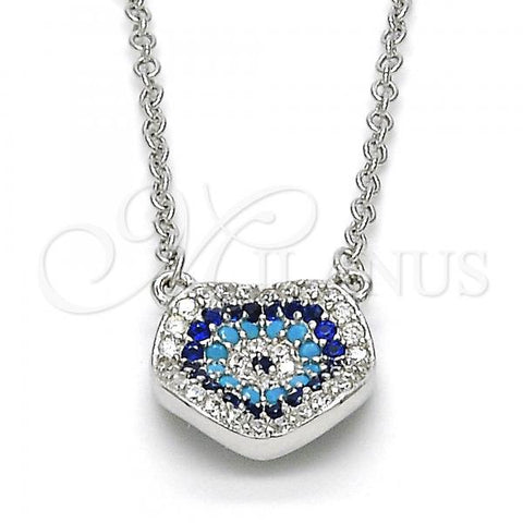 Sterling Silver Pendant Necklace, with Multicolor Micro Pave, Polished, Rhodium Finish, 04.336.0073.16
