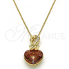 Oro Laminado Pendant Necklace, Gold Filled Style Heart Design, with Copper and Aurore Boreale Swarovski Crystals, Polished, Golden Finish, 04.239.0044.6.18