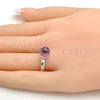 Rhodium Plated Multi Stone Ring, Ball Design, with Light Rose Swarovski Crystals, Polished, Rhodium Finish, 01.239.0006 (One size fits all)