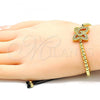 Oro Laminado Fancy Bracelet, Gold Filled Style Ball Design, with White Micro Pave, Polished, Golden Finish, 03.362.0014.11