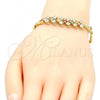 Oro Laminado Fancy Bracelet, Gold Filled Style with Multicolor Cubic Zirconia, Polished, Golden Finish, 03.210.0083.1.07