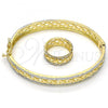 Oro Laminado Set Bangle, Gold Filled Style Diamond Cutting Finish, Two Tone, 13.99.0002.05.07 (09 MM Thickness, Size 7)