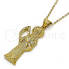 Oro Laminado Religious Pendant, Gold Filled Style Santa Muerte Design, Polished, Golden Finish, 05.185.0010