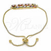 Oro Laminado Adjustable Bolo Bracelet, Gold Filled Style with Multicolor Cubic Zirconia, Polished, Golden Finish, 03.316.0062.10
