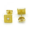 Sterling Silver Stud Earring, with White Cubic Zirconia, Polished, Golden Finish, 02.186.0148