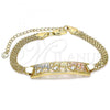 Oro Laminado Fancy Bracelet, Gold Filled Style Elephant Design, with White Crystal, Polished, Tricolor, 03.380.0020.08