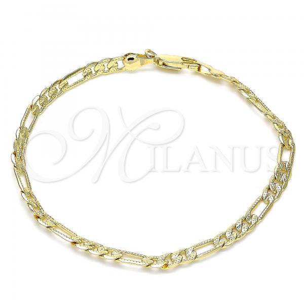Oro Laminado Basic Bracelet, Gold Filled Style Figaro Design, Polished, Golden Finish, 04.213.0142.08