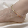 Oro Laminado Fancy Anklet, Gold Filled Style Puff Mariner and Baguette Design, with Multicolor Cubic Zirconia, Polished, Golden Finish, 03.130.0013.1.10