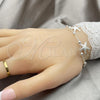 Sterling Silver Charm Bracelet, Star and Ball Design, Polished, Silver Finish, 03.395.0016.07