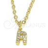 Oro Laminado Fancy Pendant, Gold Filled Style Initials Design, with White Cubic Zirconia, Polished, Golden Finish, 05.341.0035