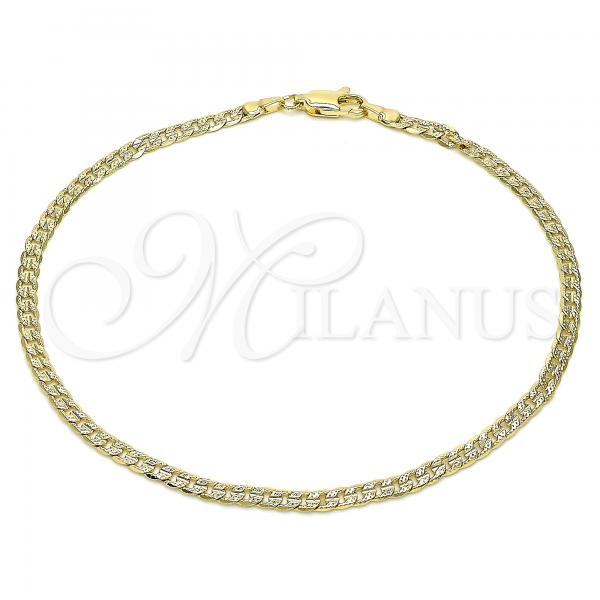 Oro Laminado Basic Anklet, Gold Filled Style Curb Design, Polished, Golden Finish, 04.213.0237.10