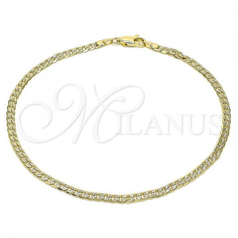 Oro Laminado Basic Anklet, Gold Filled Style Curb Design, Polished, Golden Finish, 04.213.0237.10