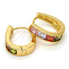 Oro Laminado Huggie Hoop, Gold Filled Style with Multicolor Cubic Zirconia, Polished, Golden Finish, 02.237.0018.1.15