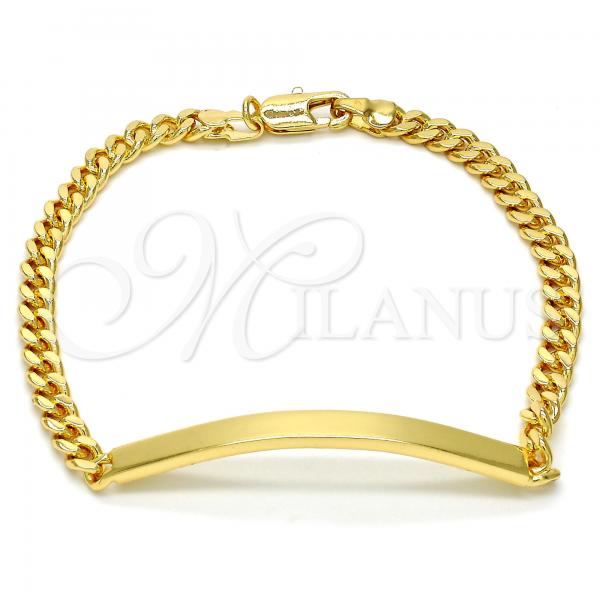 Oro Laminado ID Bracelet, Gold Filled Style Miami Cuban Design, Polished, Golden Finish, 5.227.012.1.08