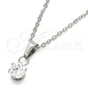 Stainless Steel Pendant Necklace, with White Cubic Zirconia, Polished, Steel Finish, 04.63.1391.18