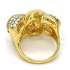 Oro Laminado Multi Stone Ring, Gold Filled Style Greek Key Design, with White Crystal, Polished, Golden Finish, 01.241.0040.09 (Size 9)