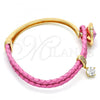 Oro Laminado Individual Bangle, Gold Filled Style with Rose Swarovski Crystals and White Micro Pave, Polished, Golden Finish, 07.239.0001.10 (03 MM Thickness, One size fits all)