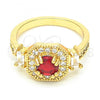 Oro Laminado Multi Stone Ring, Gold Filled Style with Garnet and White Cubic Zirconia, Polished, Golden Finish, 01.221.0013.07 (Size 7)
