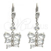 Rhodium Plated Long Earring, Teardrop Design, with White Cubic Zirconia, Polished, Rhodium Finish, 02.205.0050.5