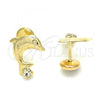 Oro Laminado Stud Earring, Gold Filled Style Dolphin Design, with  Cubic Zirconia, Polished, Golden Finish, 02.09.0171