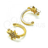 Oro Laminado Earcuff Earring, Gold Filled Style with White Micro Pave, Polished, Golden Finish, 02.210.0680