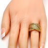 Oro Laminado Multi Stone Ring, Gold Filled Style with White Micro Pave, Golden Finish, 01.266.0004.08 (Size 8)