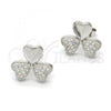 Sterling Silver Stud Earring, with White Micro Pave, Polished, Rhodium Finish, 02.175.0101