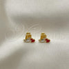 Oro Laminado Stud Earring, Gold Filled Style Angel Design, Multicolor Enamel Finish, Golden Finish, 02.02.0510