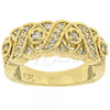 Oro Laminado Multi Stone Ring, Gold Filled Style Hugs and Kisses Design, with White Cubic Zirconia, Polished, Golden Finish, 5.166.010.06 (Size 6)