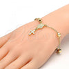 Oro Laminado Bracelet Rosary, Gold Filled Style Virgen Maria and Cross Design, Polished, Golden Finish, 03.197.0001.08