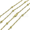 Oro Laminado Basic Necklace, Gold Filled Style Singapore and Ball Design, Polished, Golden Finish, 04.213.0316.24