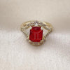 Oro Laminado Multi Stone Ring, Gold Filled Style Cluster Design, with Garnet and White Cubic Zirconia, Polished, Golden Finish, 01.196.0038.1