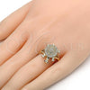 Oro Laminado Multi Stone Ring, Gold Filled Style Turtle Design, with White and Ruby Micro Pave, Polished, Golden Finish, 01.100.0002.07 (Size 7)