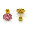 Stainless Steel Stud Earring, with Pink Crystal, Polished, Golden Finish, 02.271.0007.2