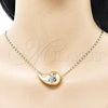 Oro Laminado Fancy Necklace, Gold Filled Style Teardrop and Guadalupe Design, Polished, Golden Finish, 04.253.0024.18