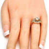 Gold Tone Multi Stone Ring, with White Cubic Zirconia, Polished, Golden Finish, 01.199.0004.09.GT (Size 9)