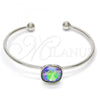 Rhodium Plated Individual Bangle, with Paradise Shine Swarovski Crystals, Polished, Rhodium Finish, 07.239.0010.1 (02 MM Thickness, One size fits all)