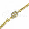 Oro Laminado Fancy Bracelet, Gold Filled Style Flower Design, with White Cubic Zirconia, Polished, Golden Finish, 03.357.0008.07