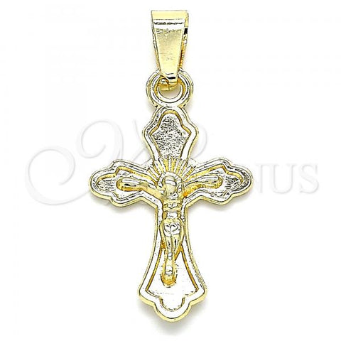 Oro Laminado Religious Pendant, Gold Filled Style Crucifix Design, Polished, Golden Finish, 05.242.0005