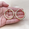 Oro Laminado Medium Hoop, Gold Filled Style Hollow Design, Diamond Cutting Finish, Golden Finish, 02.213.0811.40